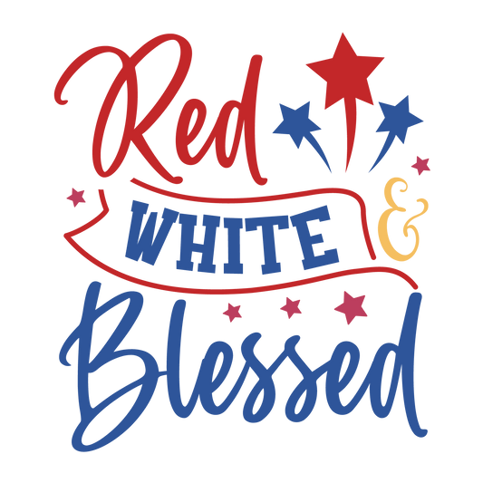 Red White Blessed Design - DTF Ready To Press