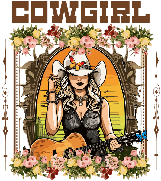 Country Music Cowgirl Design - DTF Ready To Press