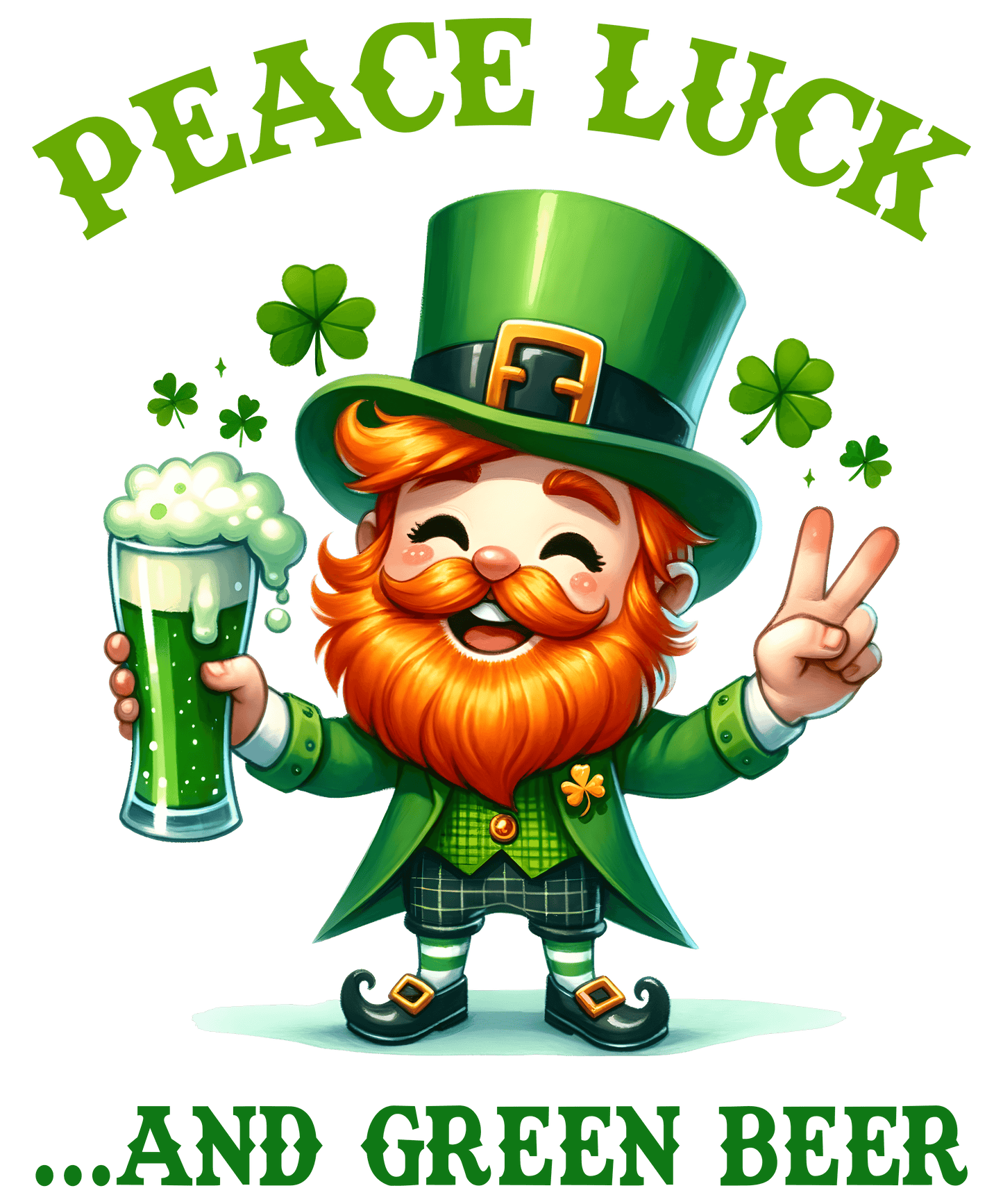 Peace Luck Funny St Patrick's Day Design- DTF Ready To Press