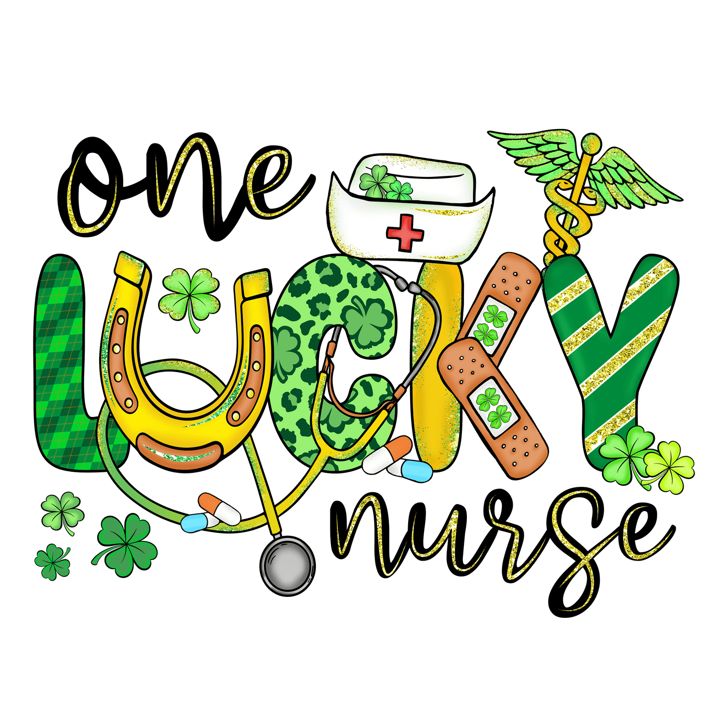 One Lucky Nurse Saint Patrick's Day Design - DTF Ready To Press