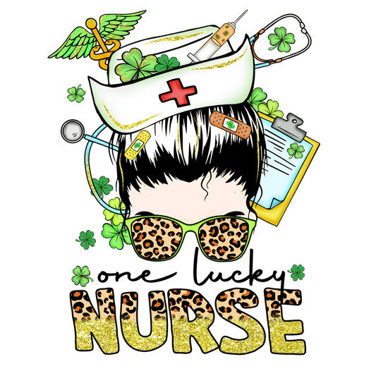 One Lucky Nurse Saint Patrick's Day Design - DTF Ready To Press