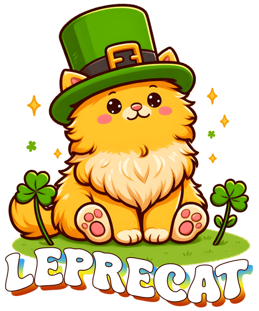 Saint Patricks Day Leprechaun Cat Design - DTF Ready To Press