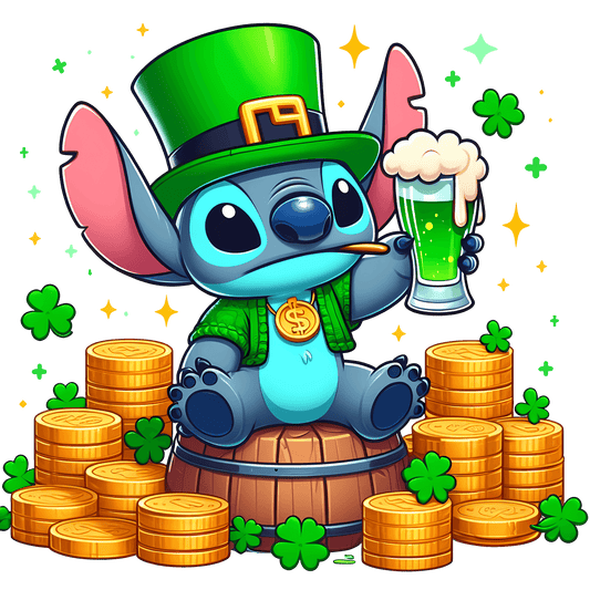 Disney Stitch St Patrick's Day Green Beer Design - DTF Ready To Press