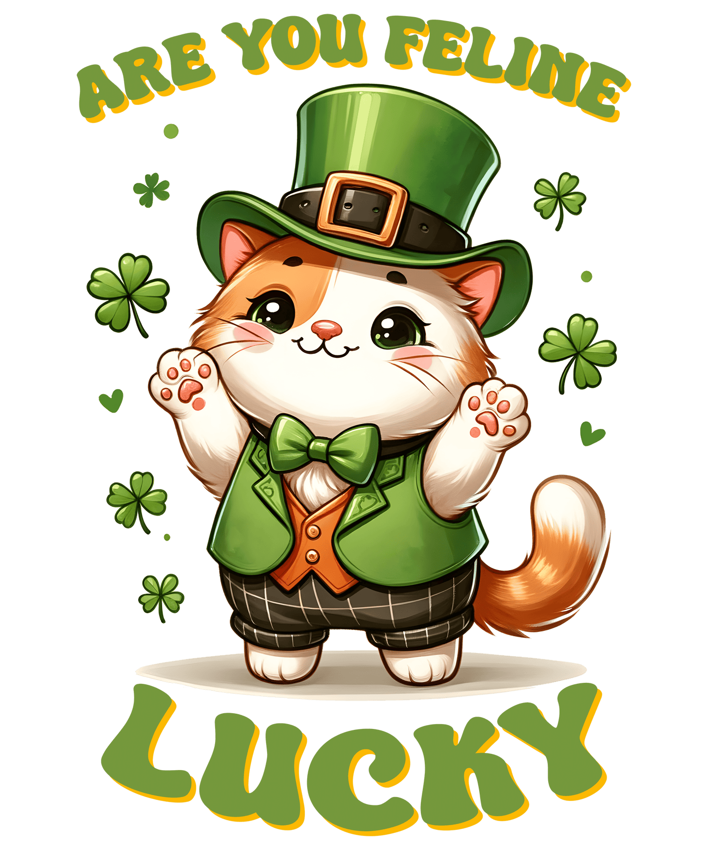 Happy Patrick's Day Feline Lucky Cat Design- DTF Ready To Press