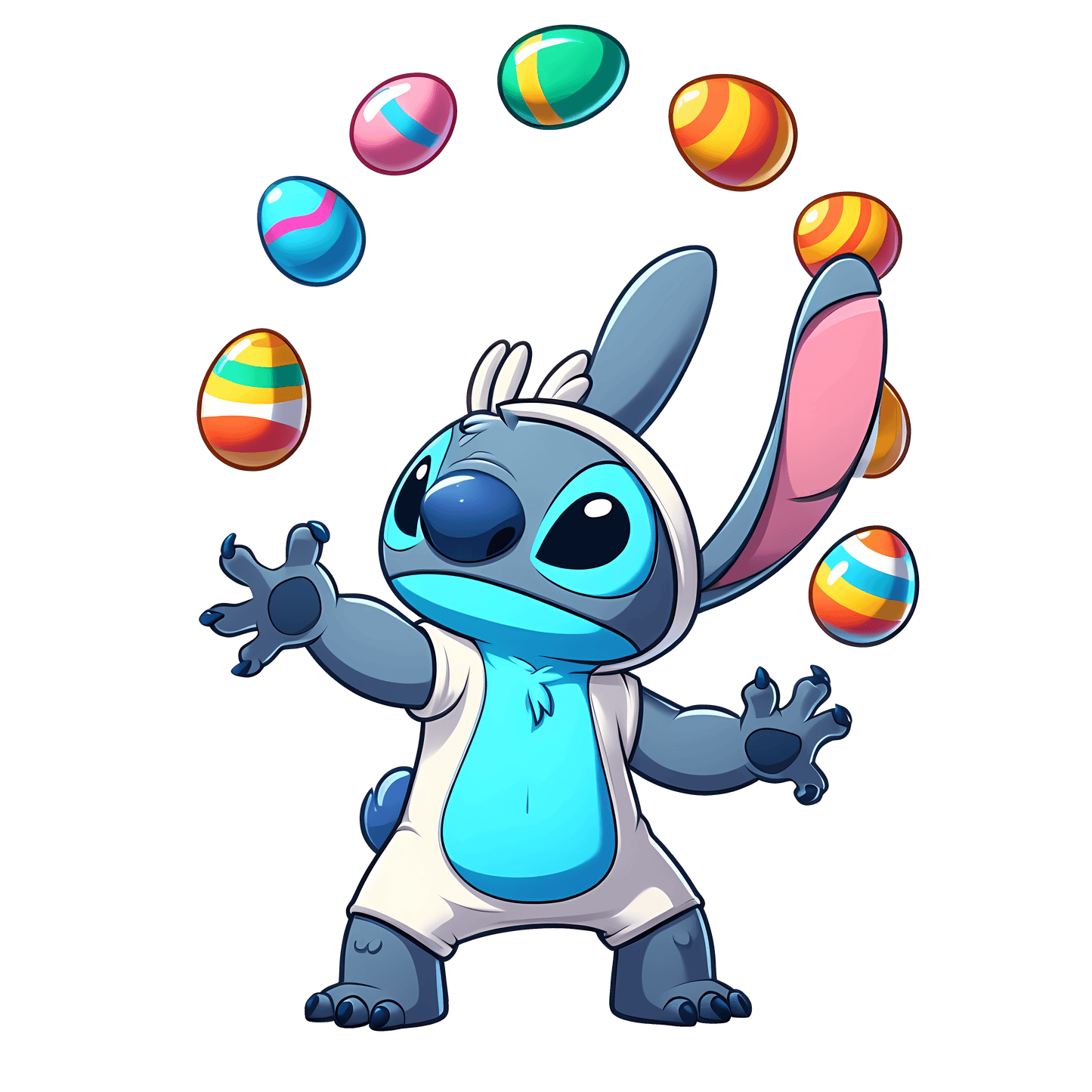 Stitch and Colorful Easter Egg Design - DTF Ready To Press