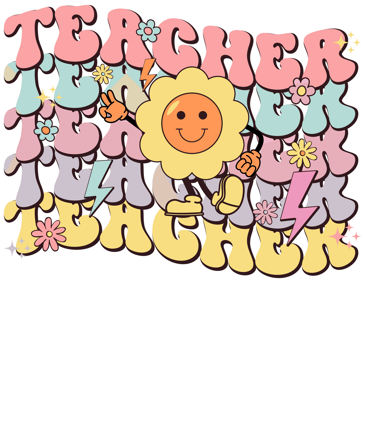 Retro Teacher Design - DTF Ready To Press