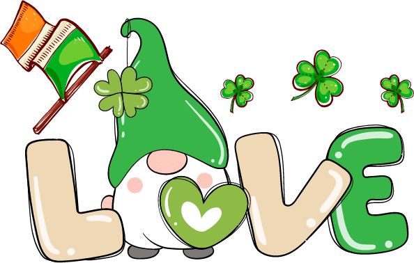 Gnome Saint Patrick's Day Love Design - DTF Ready To Press