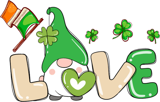 Gnome Saint Patrick's Day Love Design - DTF Ready To Press