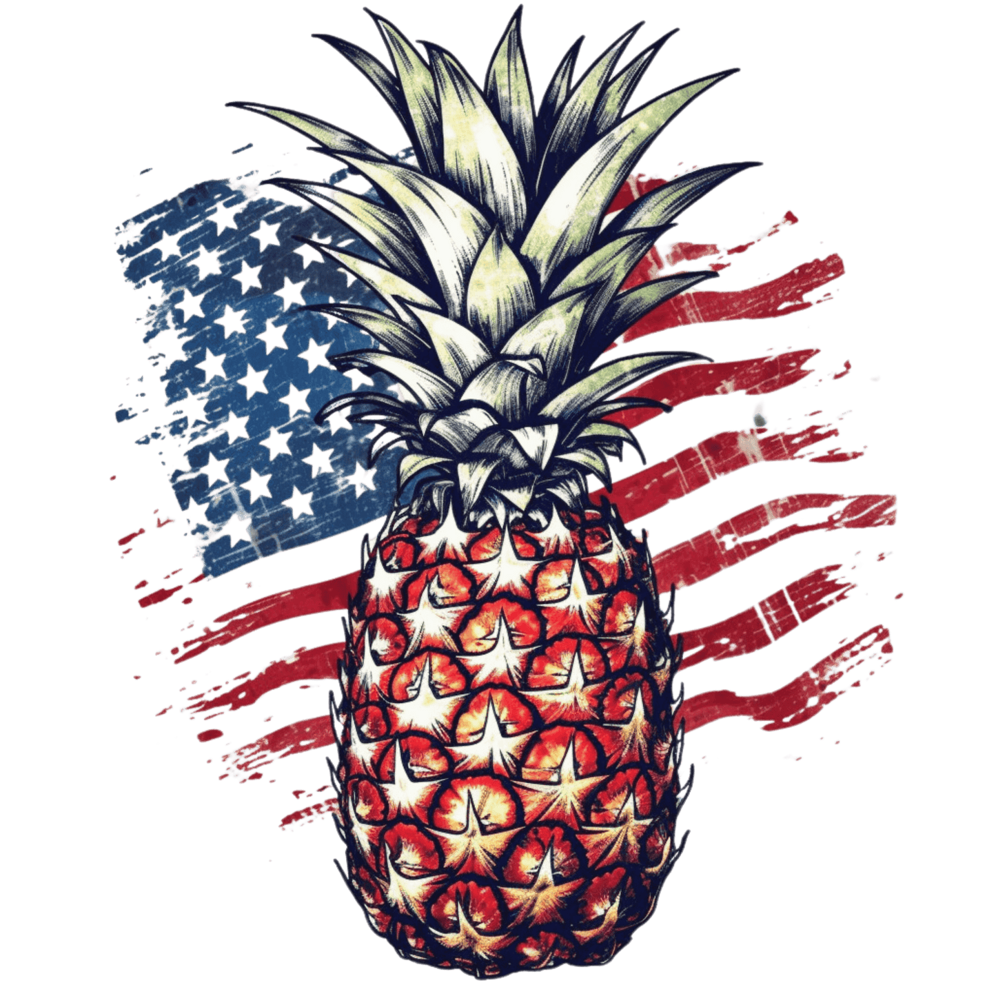 4th Of July Pineapple Design - DTF Ready To Press