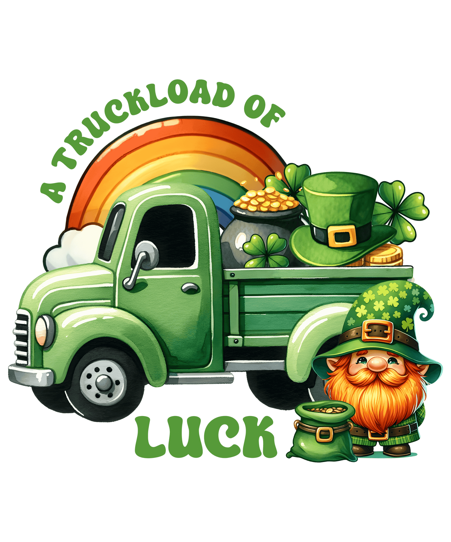 St Patrick's Day Irish Lepechaun Truck Design - DTF Ready To Press