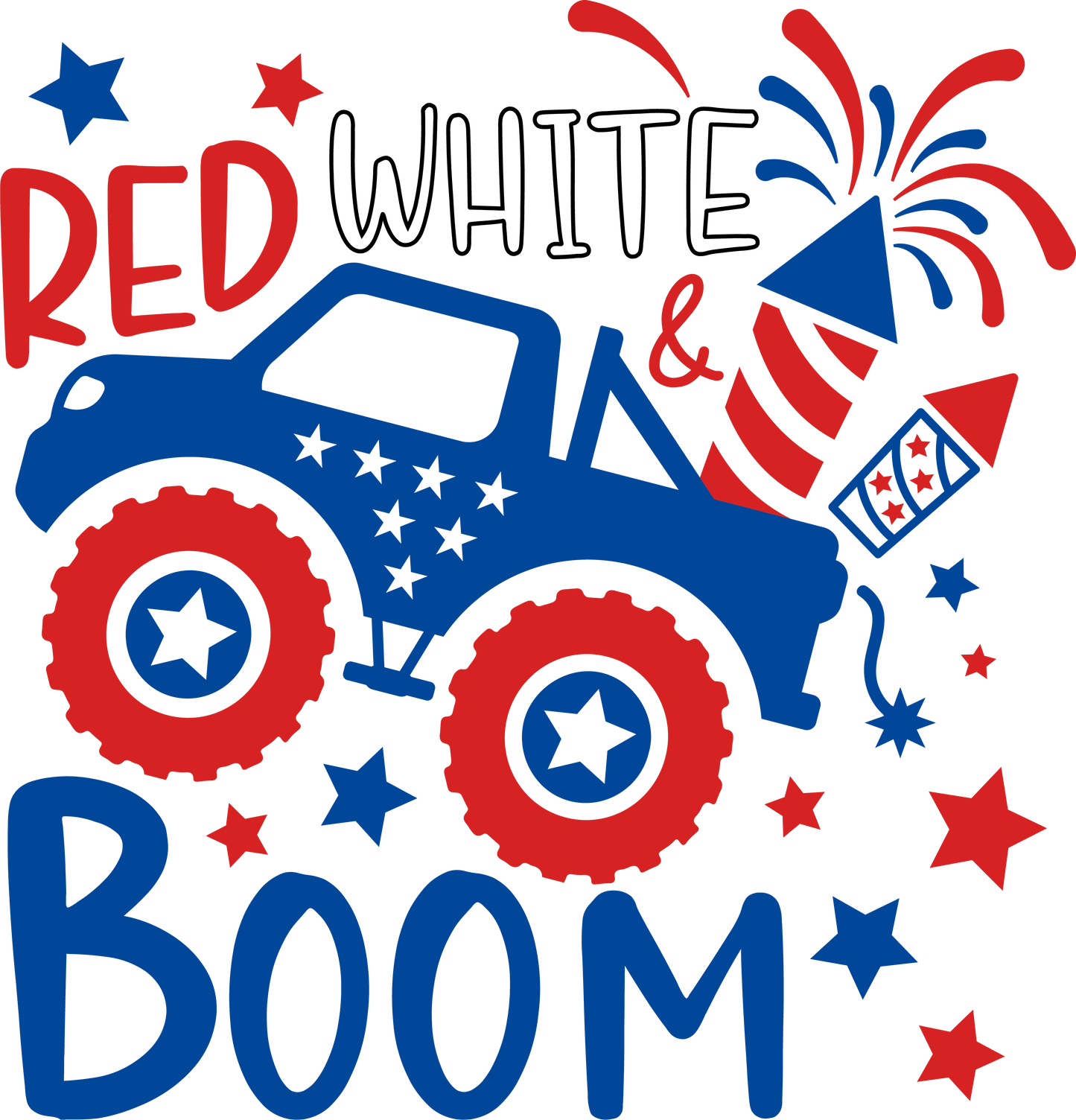 Red White Boom 4th Of July Design - DTF Ready To Press