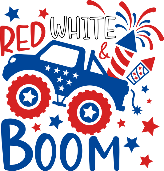 Red White Boom 4th Of July Design - DTF Ready To Press