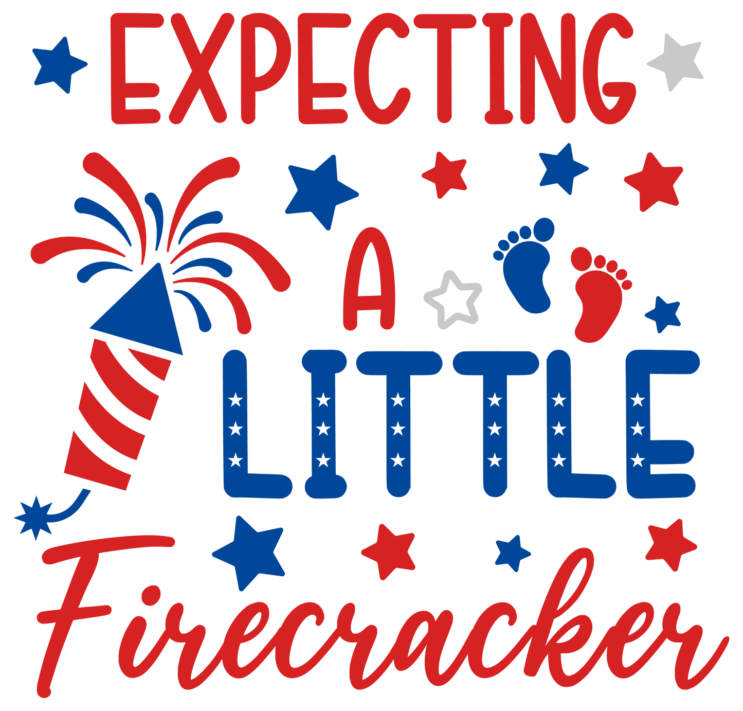 Expecting A Little Firecracker 4th Of July Design - DTF Ready To Press