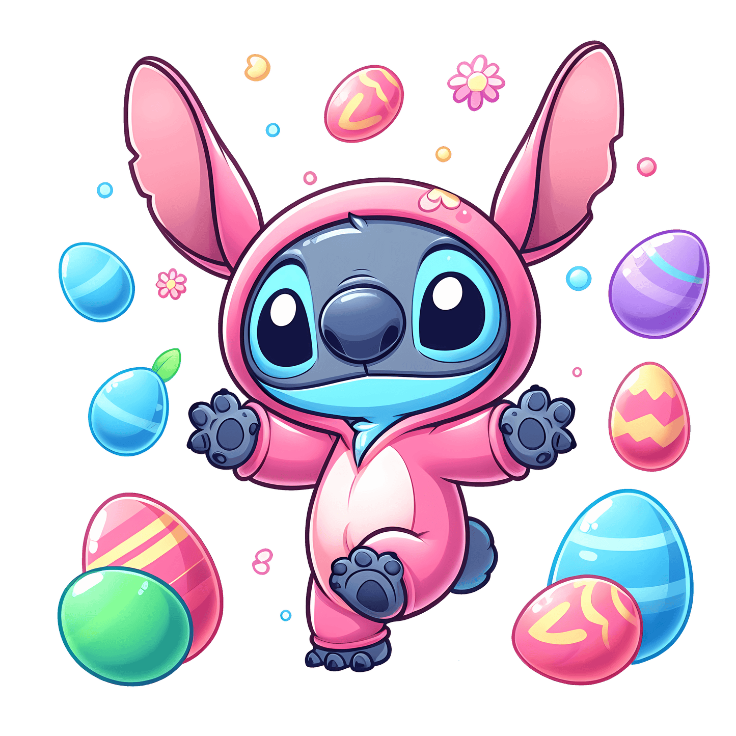 Happy Easter Stitch and Easter Egg Design - DTF Ready To Press