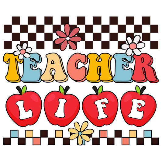 Retro Teacher Life Design - DTF Ready To Press