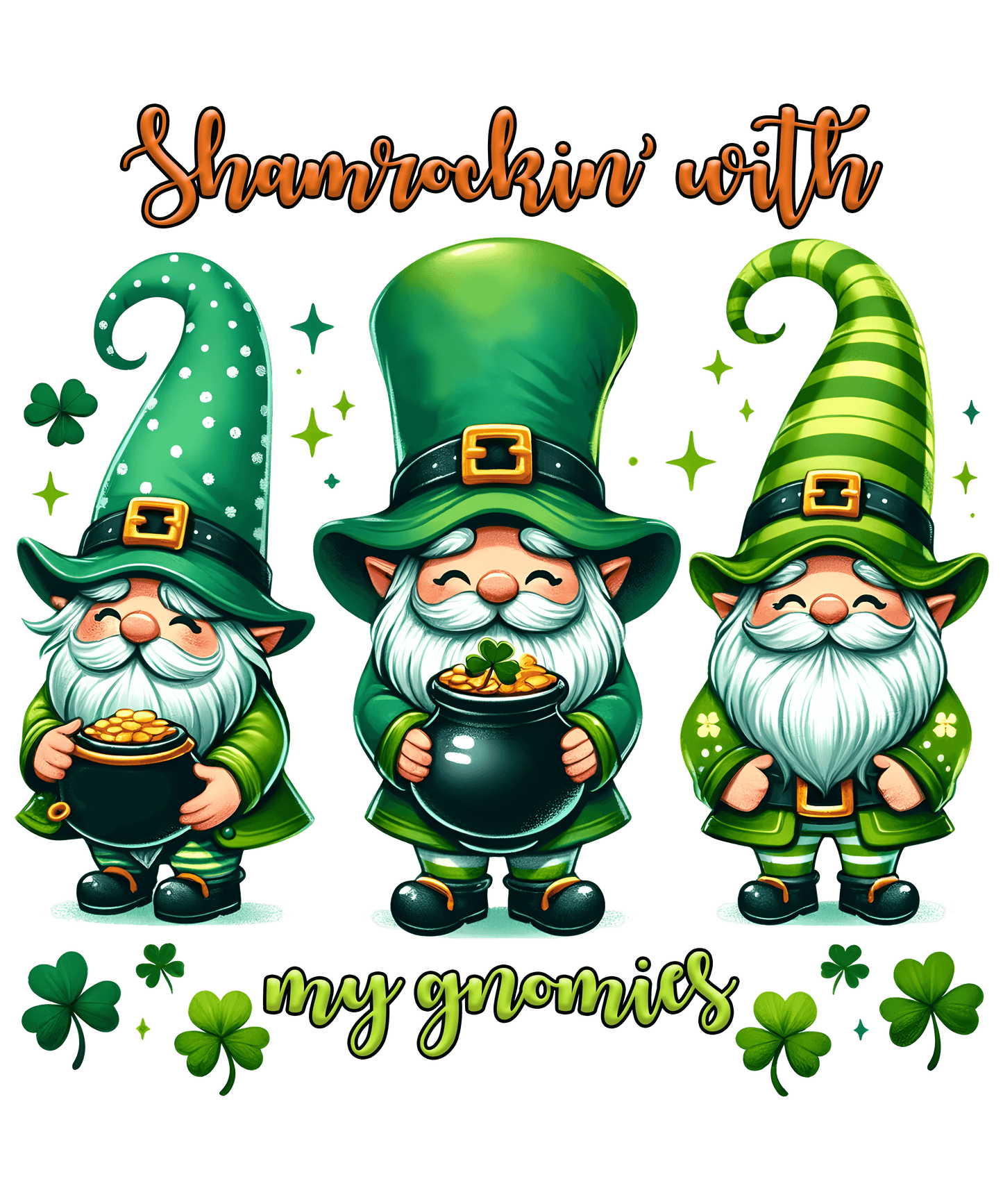 Happy Patrick's Day Cute Gnomies Design - DTF Ready To Press