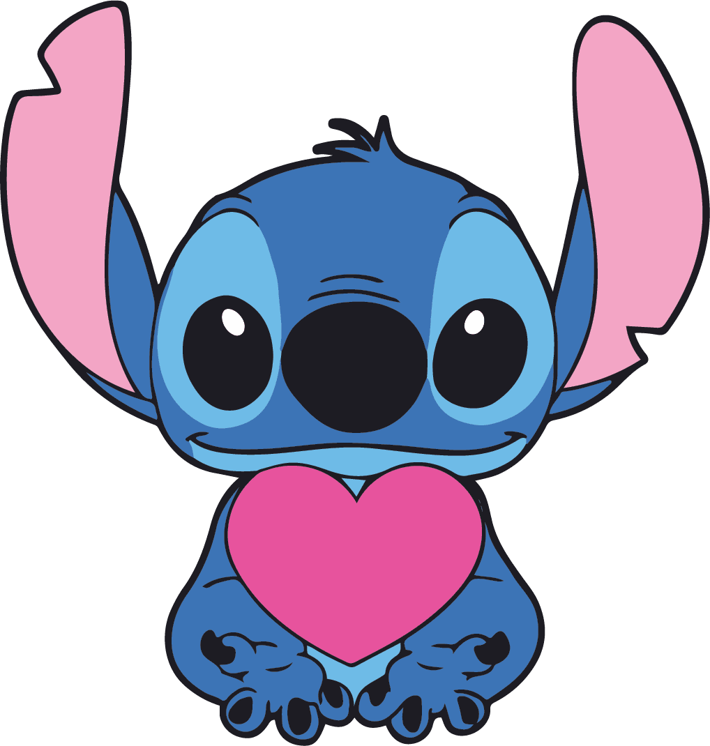 Lilo And Stitch Valentine's Day Heart Design - DTF Ready To Press