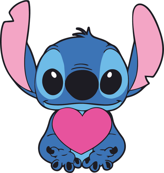 Lilo And Stitch Valentine's Day Heart Design - DTF Ready To Press