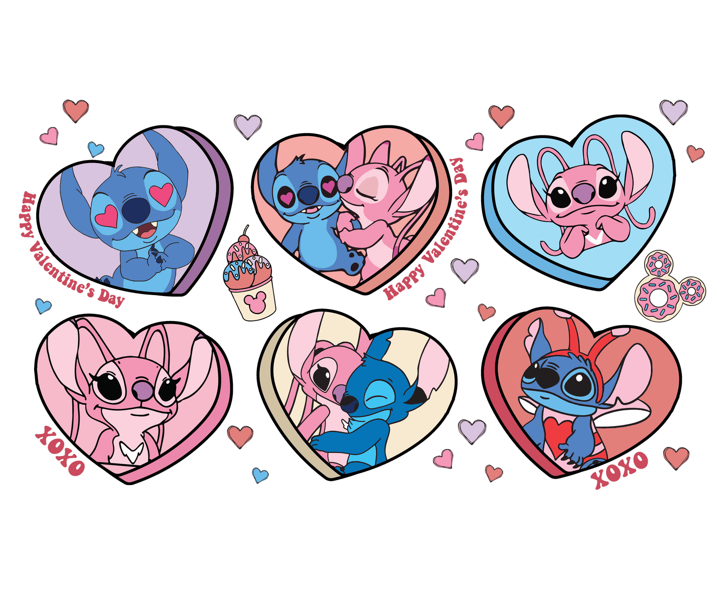 Lilo And Stitch Happy Valentine's Day Design - DTF Ready To Press