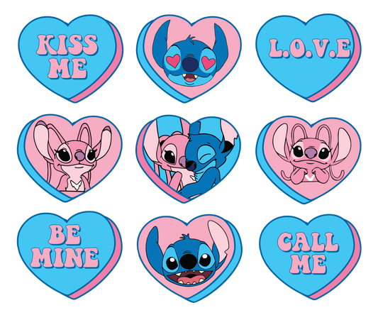 Stitch Valentine's Day Call Me Couple Design - DTF Ready To Press