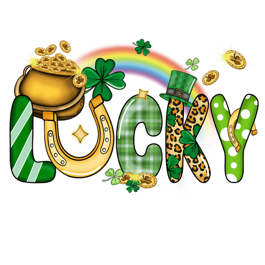 Lucky Saint Patrick's Day Rainbow Gold Design - DTF Ready To Press