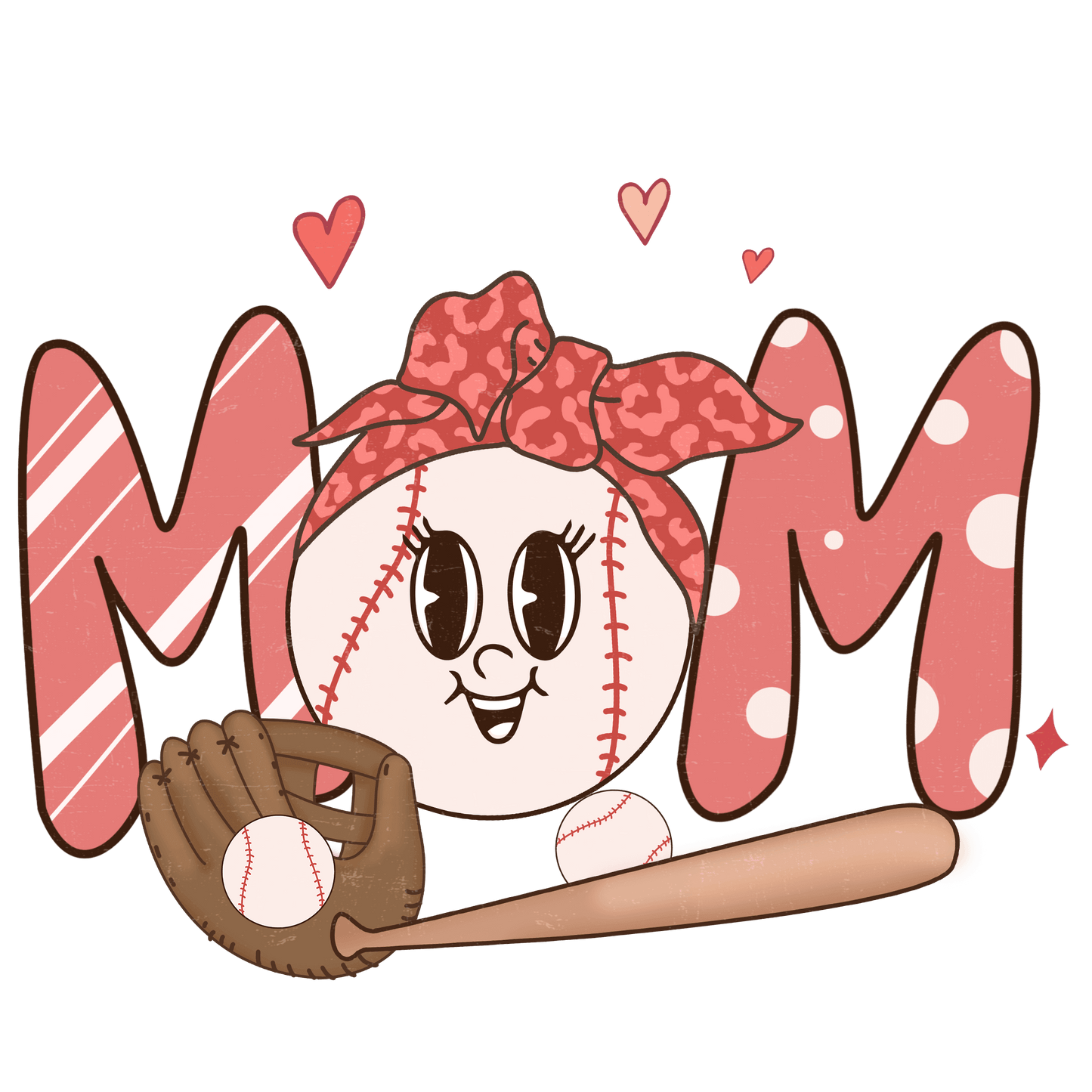 Retro Baseball Mom Design - DTF Ready To Press