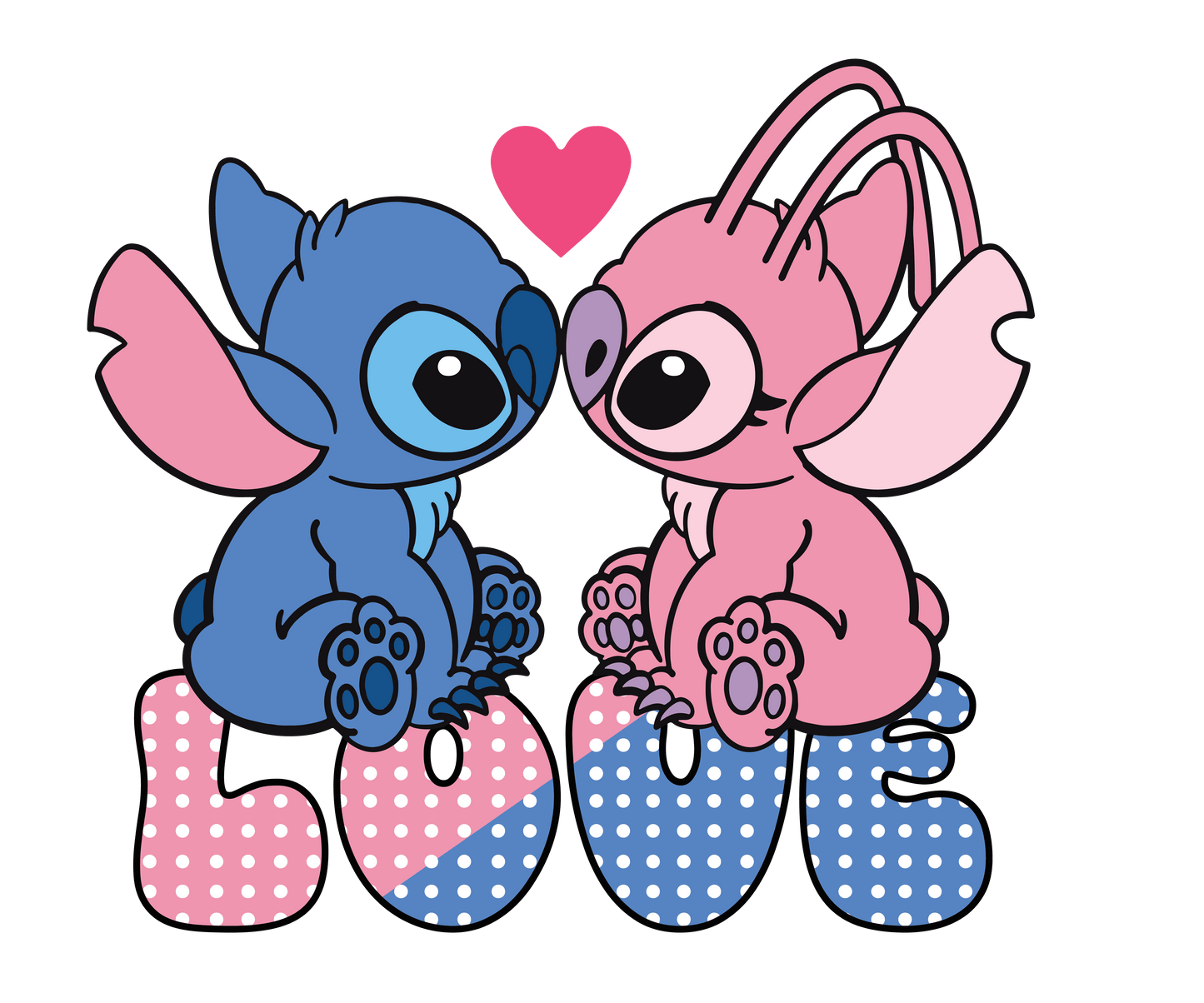 Stitch Valentine's Day Love Design - DTF Ready To Press