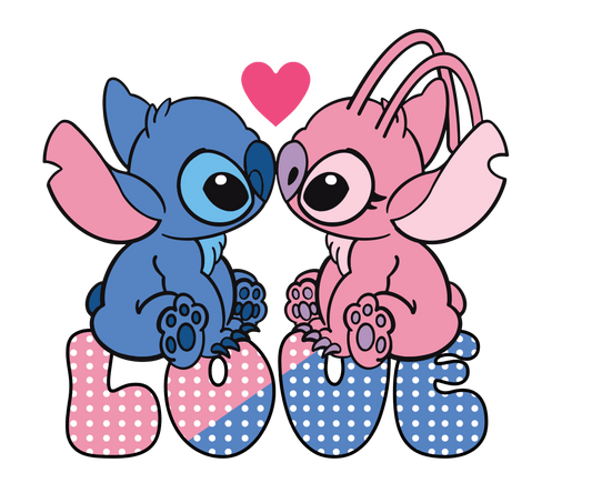 Stitch Valentine's Day Love Design - DTF Ready To Press