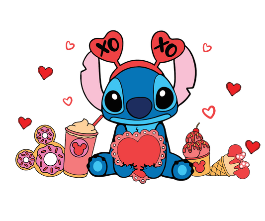 Disney Stitch Valentine's Day XOXO Design - DTF Ready To Press