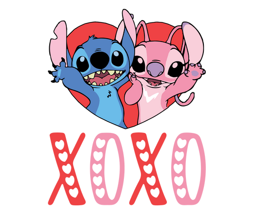 Lilo And Stitch XOXO Valentine Design - DTF Ready To Press