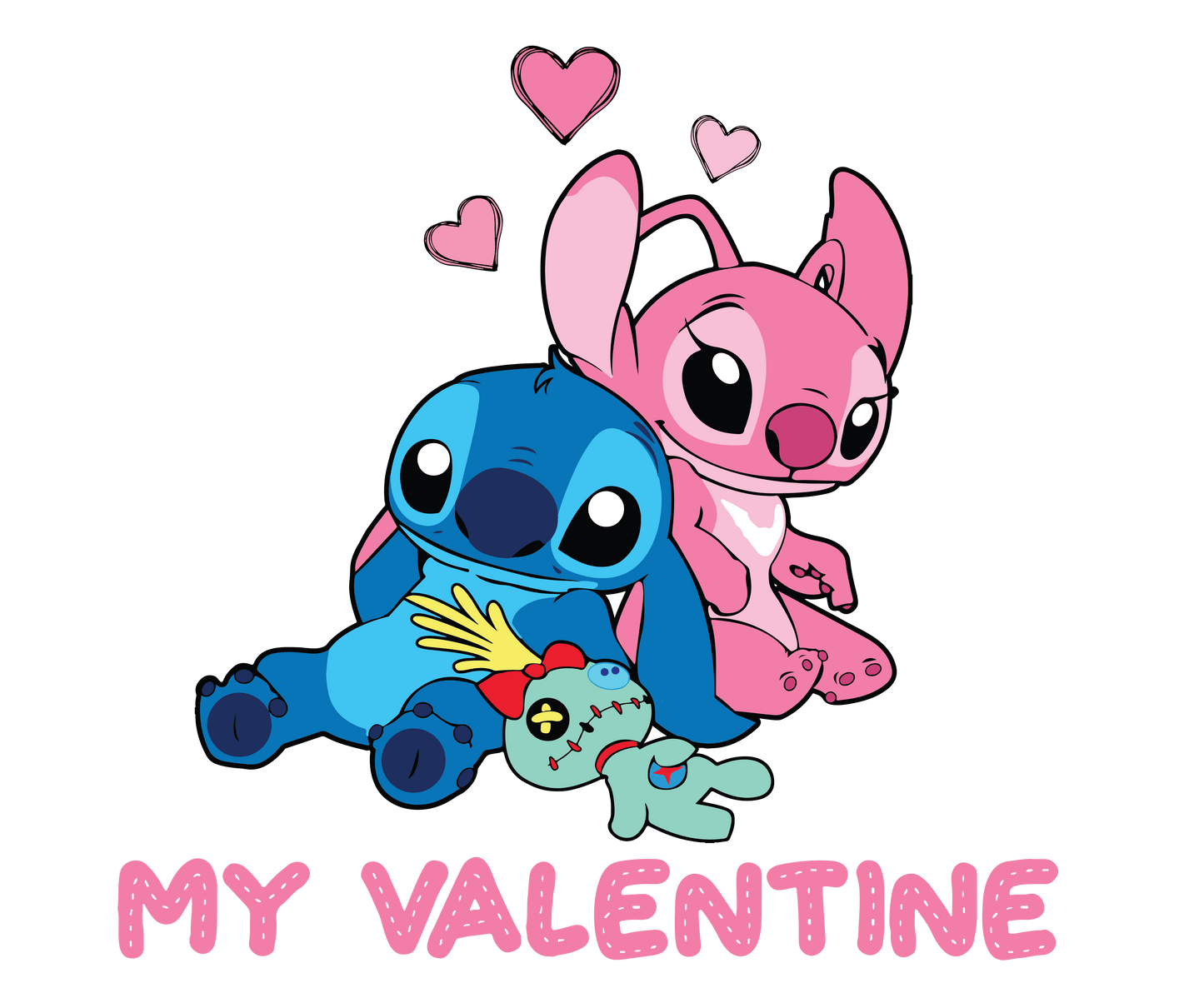 Lilo And Stitch My Valentine Design - DTF Ready To Press