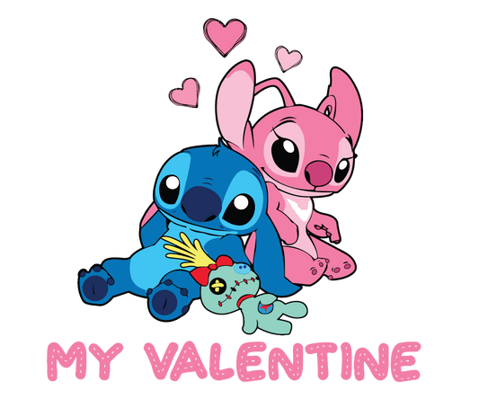 Lilo And Stitch My Valentine Design - DTF Ready To Press