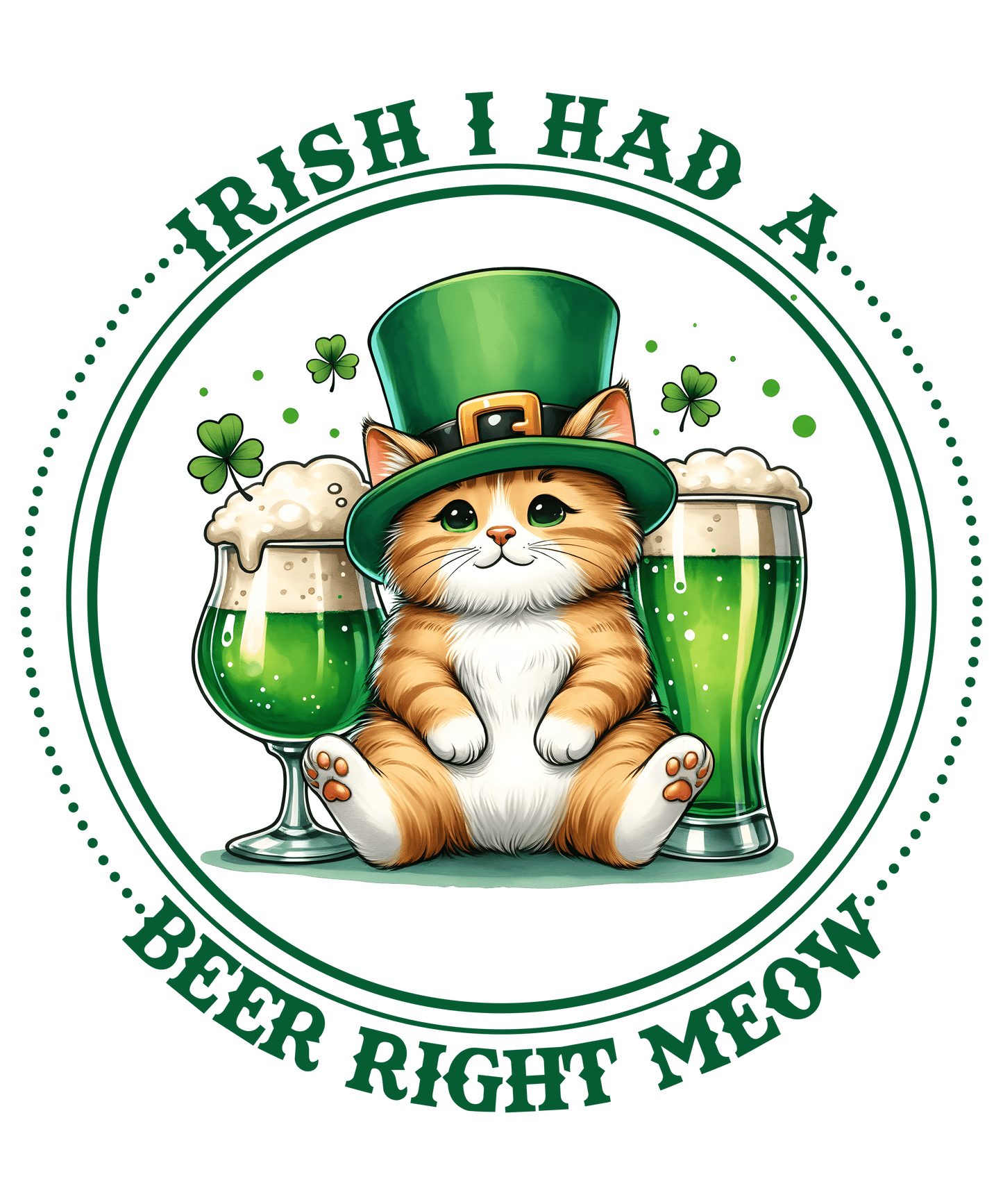 Saint Patrick's Day Cute Kitten Design - DTF Ready To Press