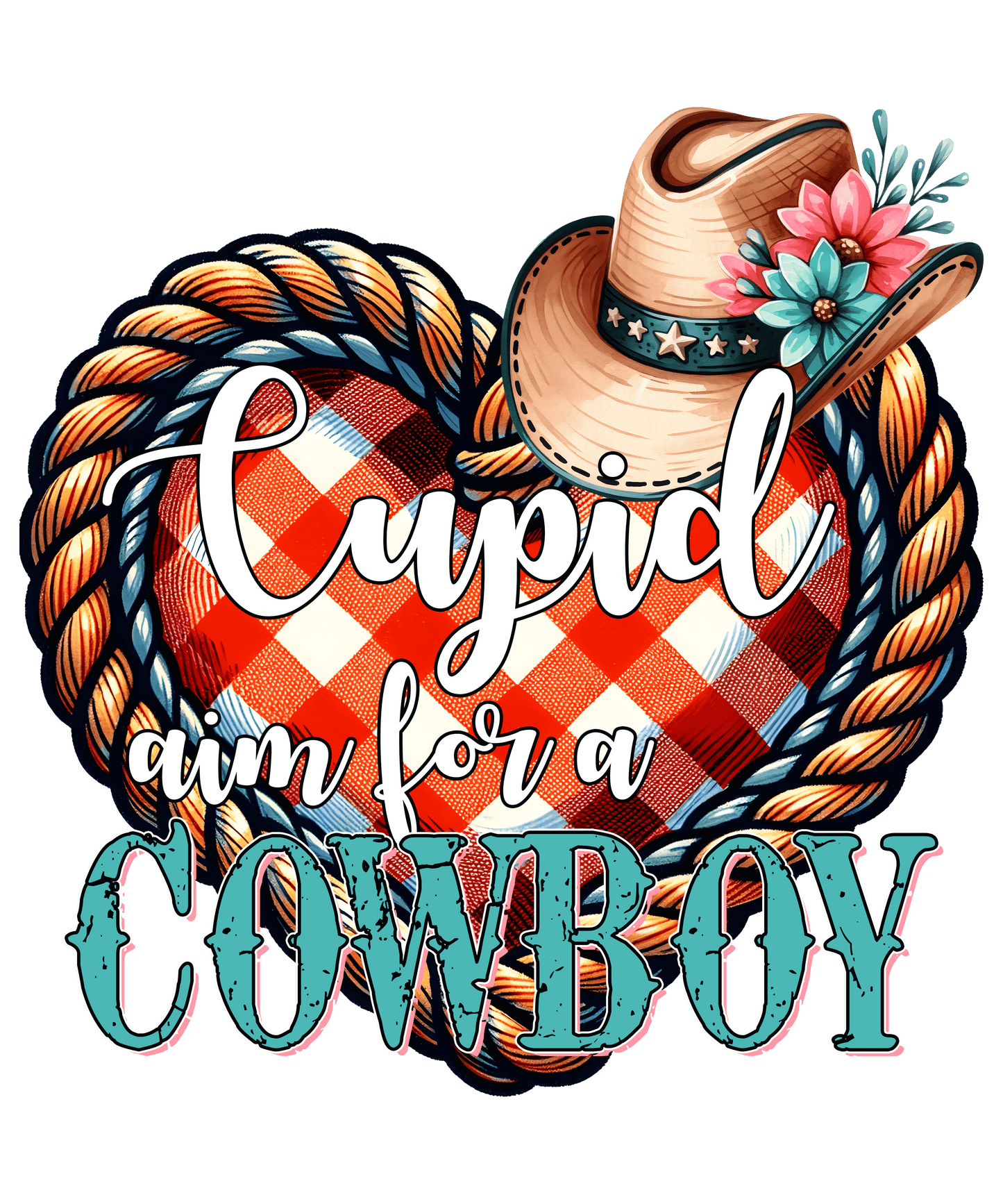 Cupid Aim For A Cowboy Western Design - DTF Ready To Press