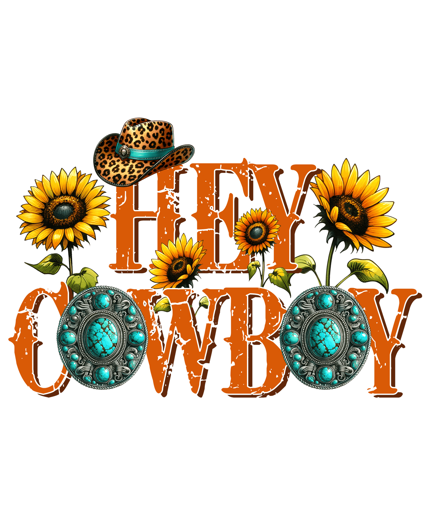 Hey Cowboy Sunflower Western Design - DTF Ready To Press