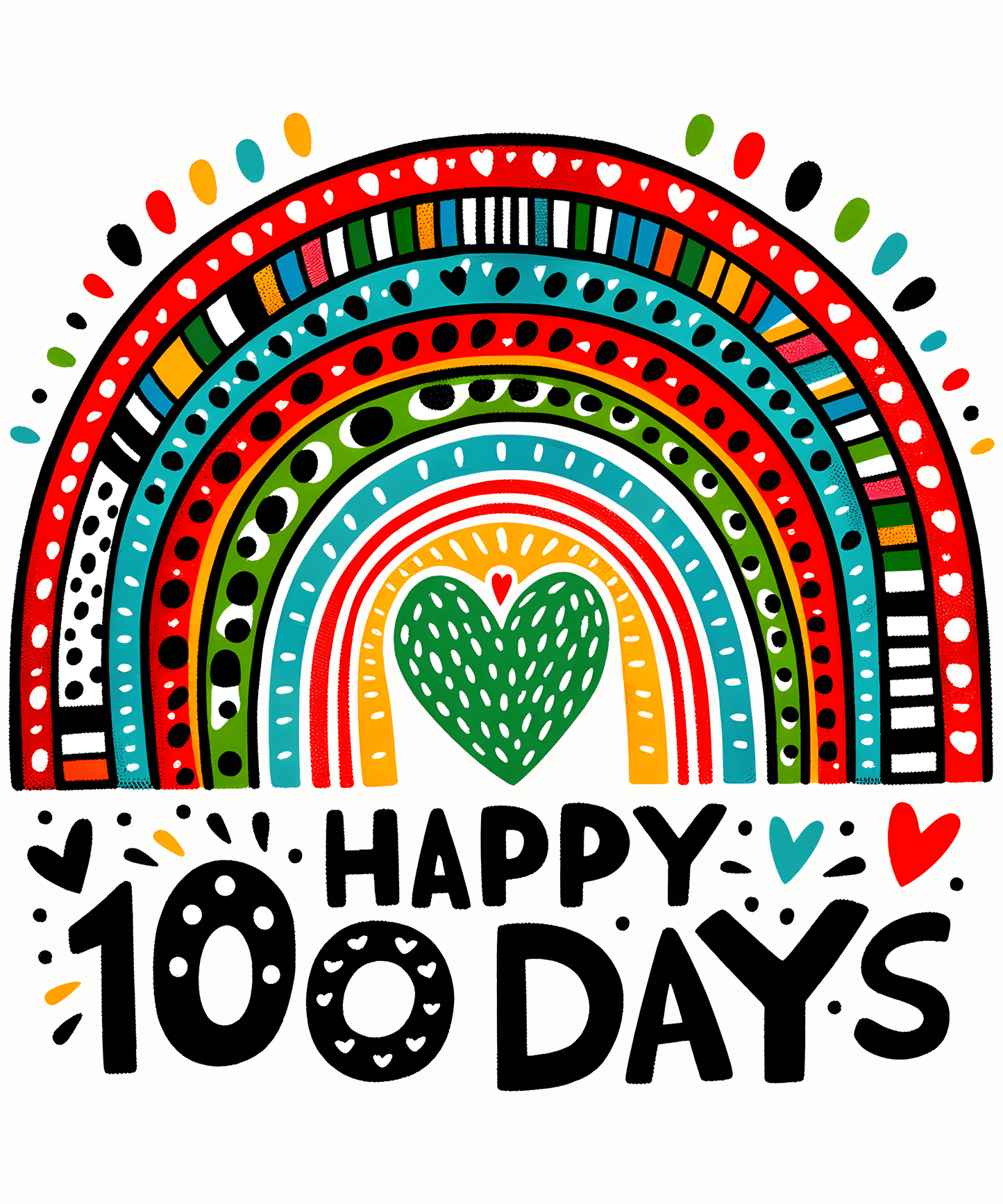 Happy 100 Days School Rainbow Design - DTF Ready To Press
