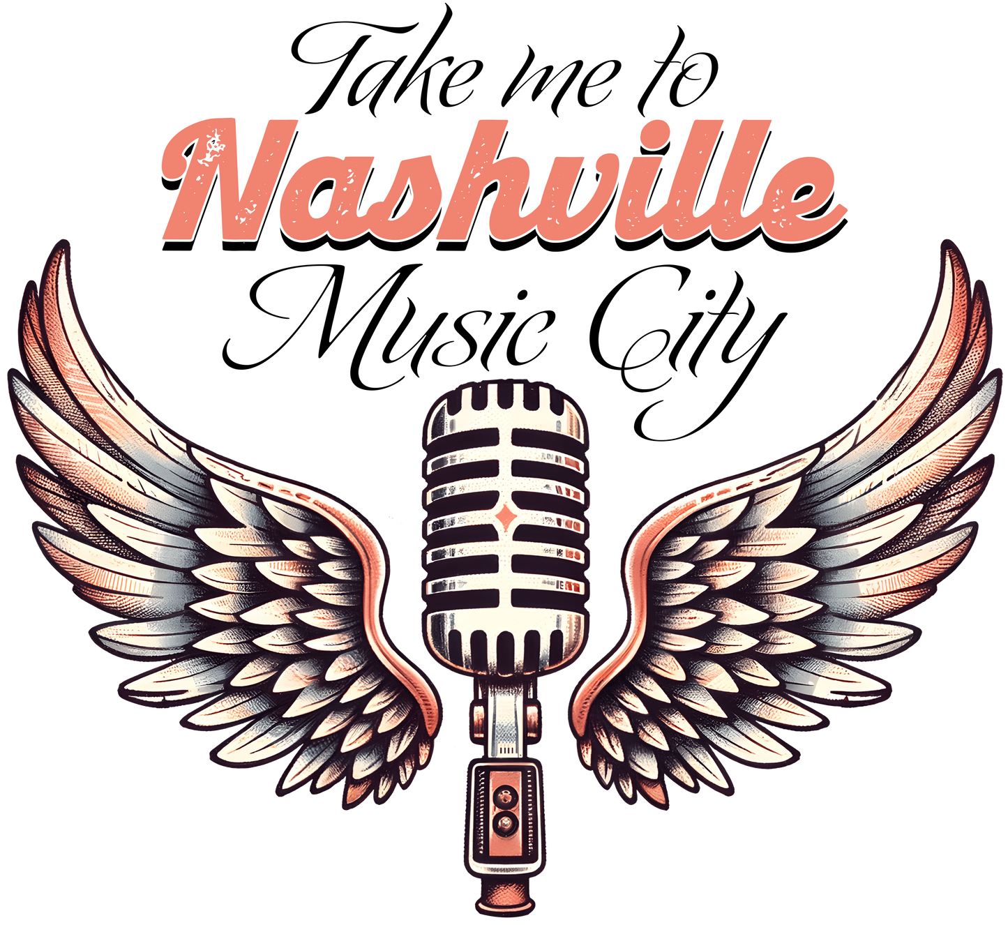 Take Me To Nashville Music City Western Design - DTF Ready To Press