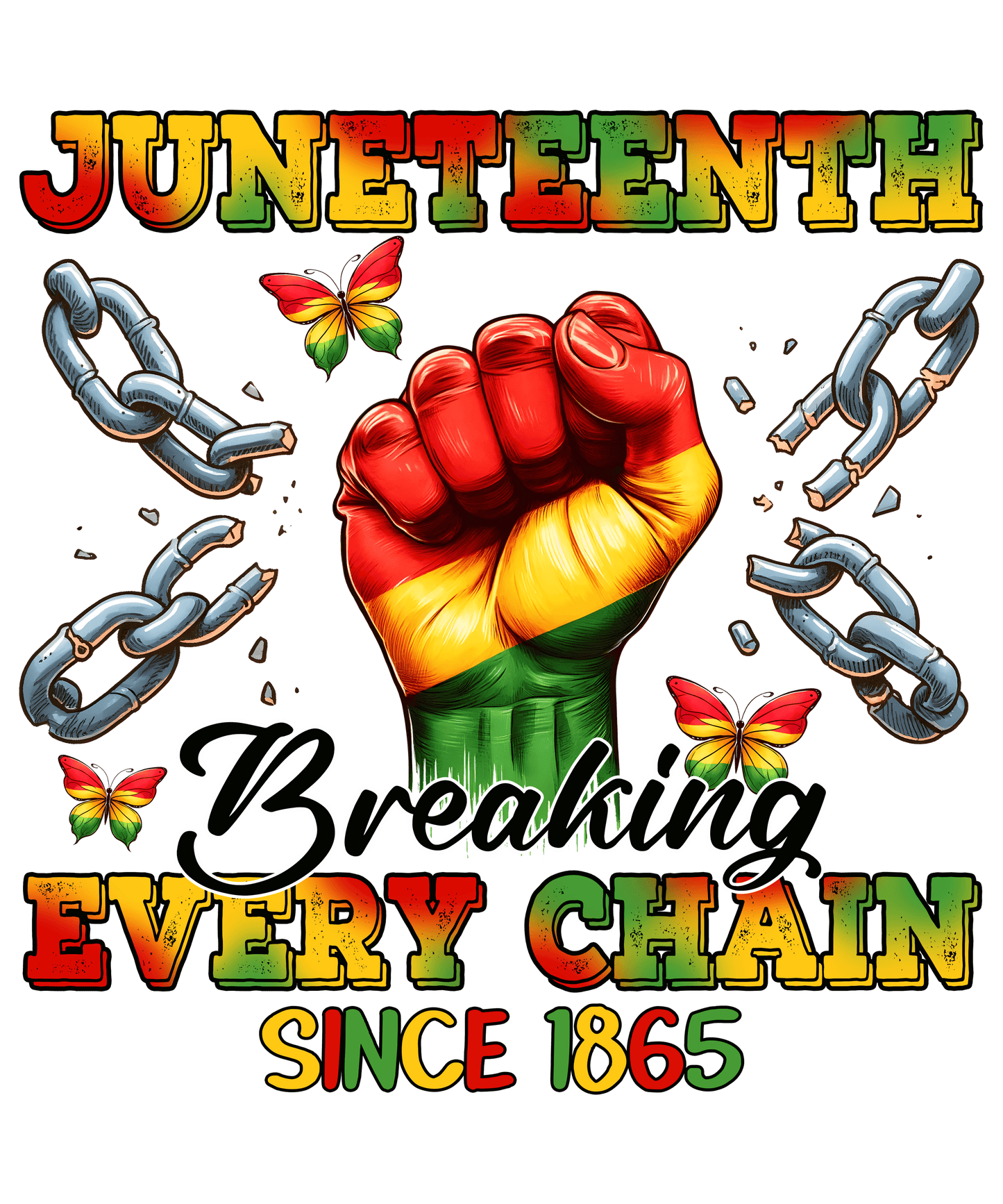 Juneteenth Breaking Every Chain Since 1865 Design - DTF Ready To Press