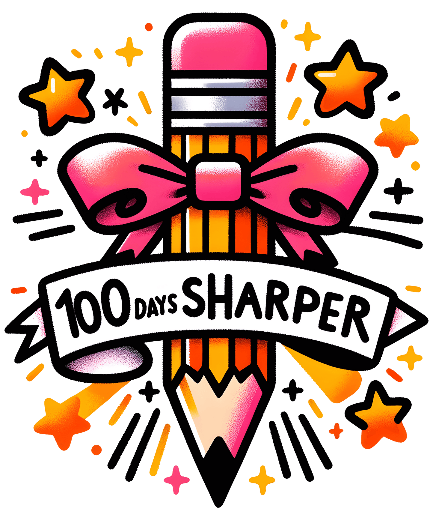 100 Days Sharper Teacher Design - DTF Ready To Press