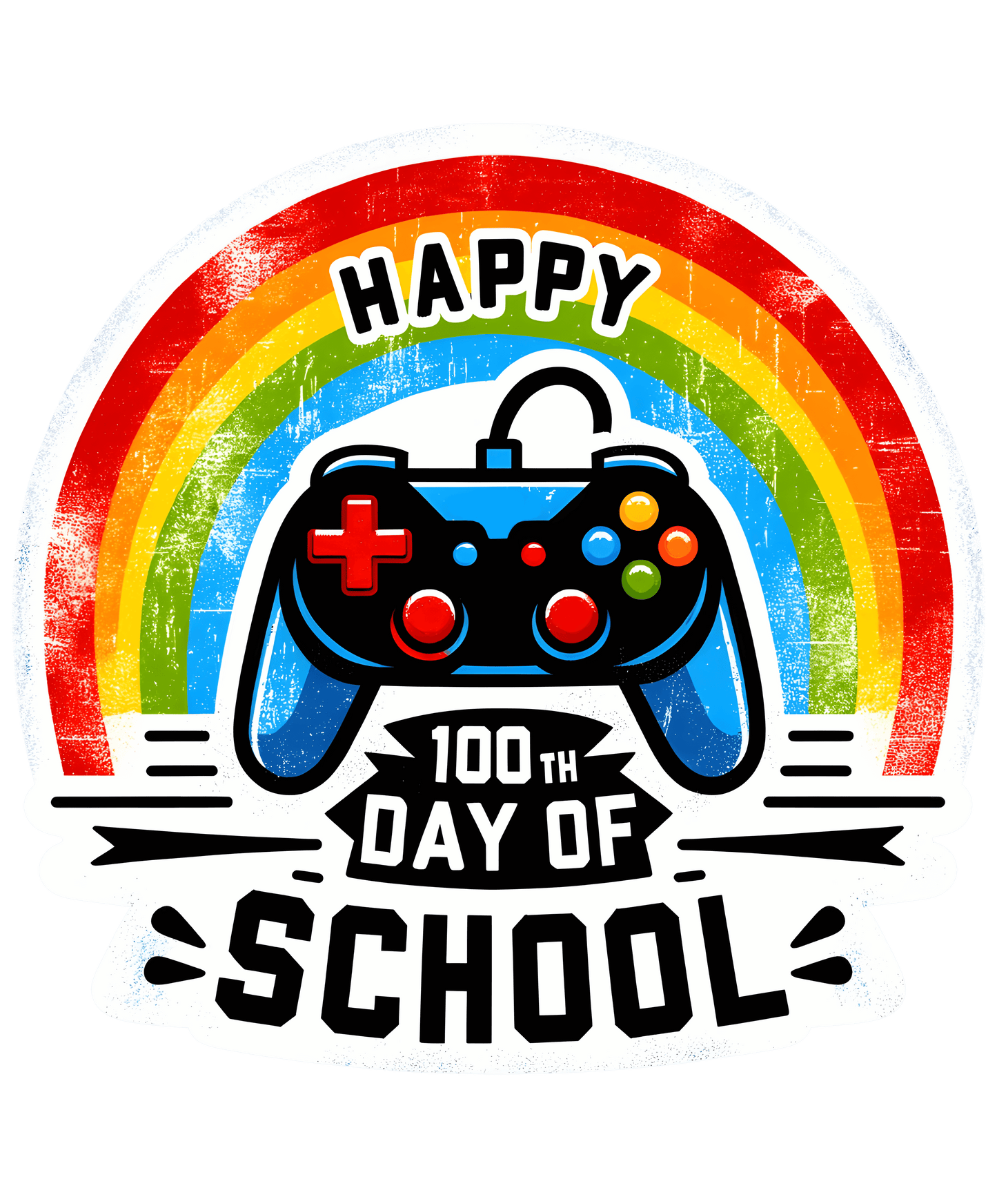 Happy 100th Day Of School Game Day Rainbow Design - DTF Ready To Press