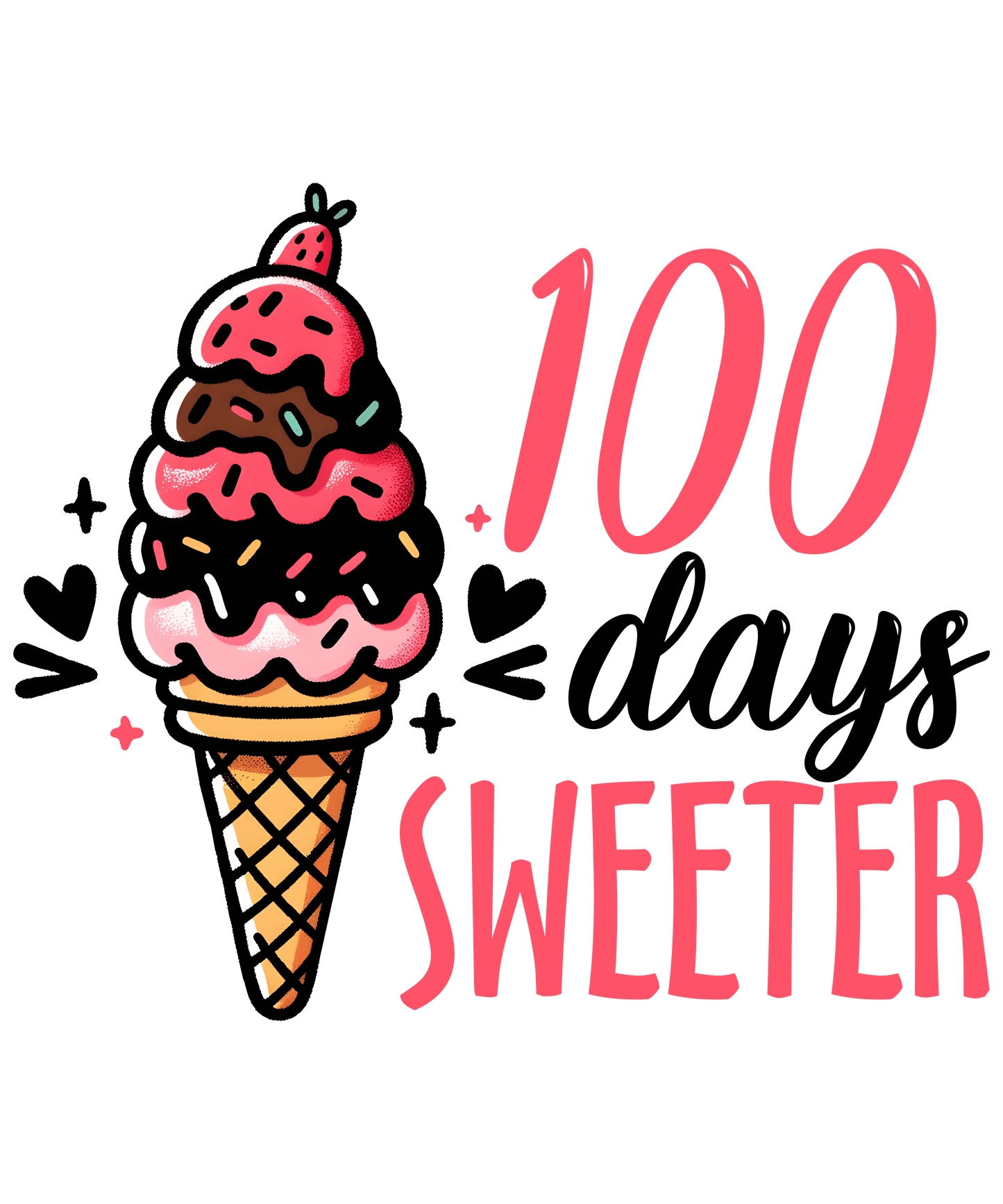 100 Days Sweeter School Design - DTF Ready To Press