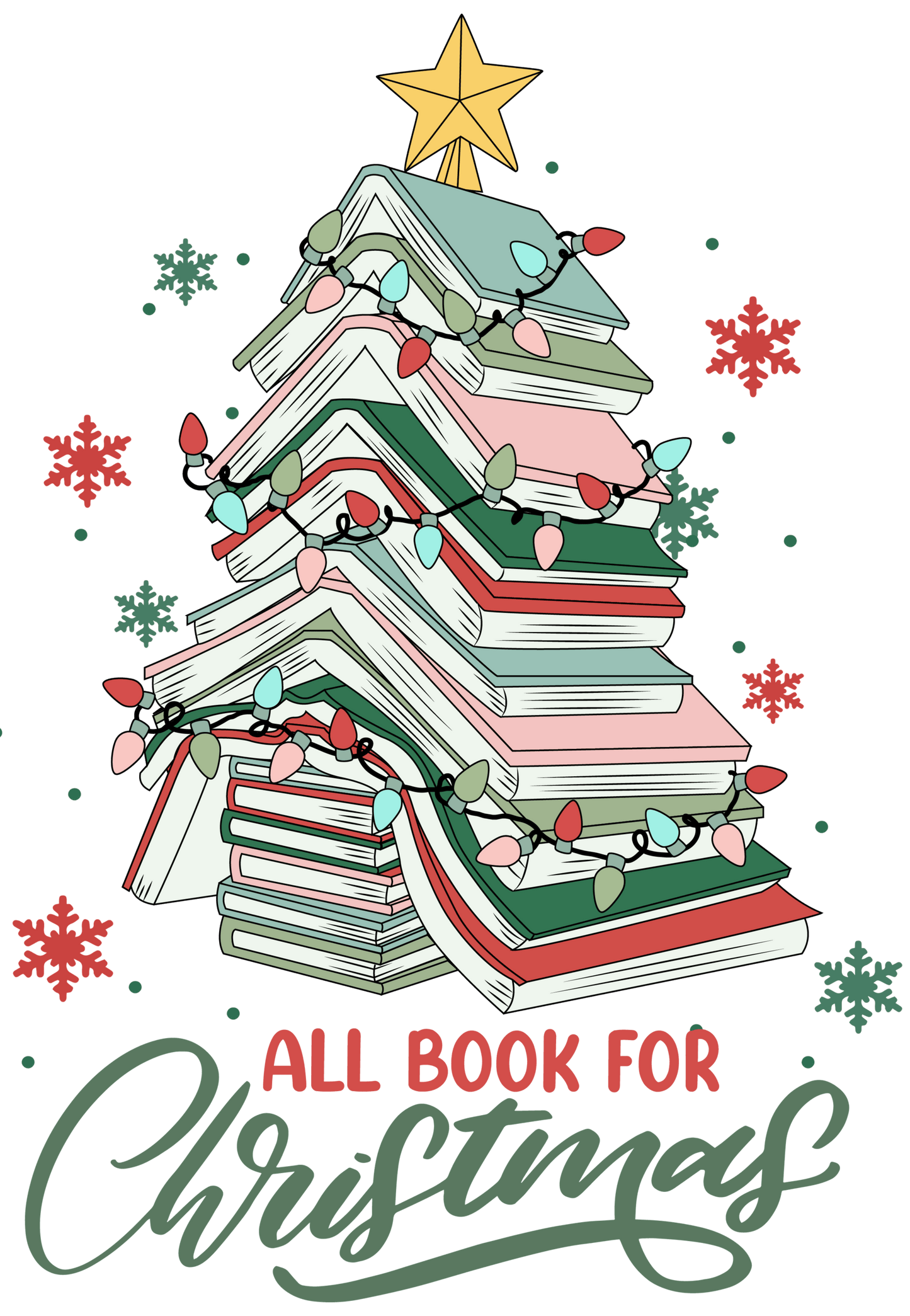 All Book For Christmas Tree Design - DTF Ready To Press