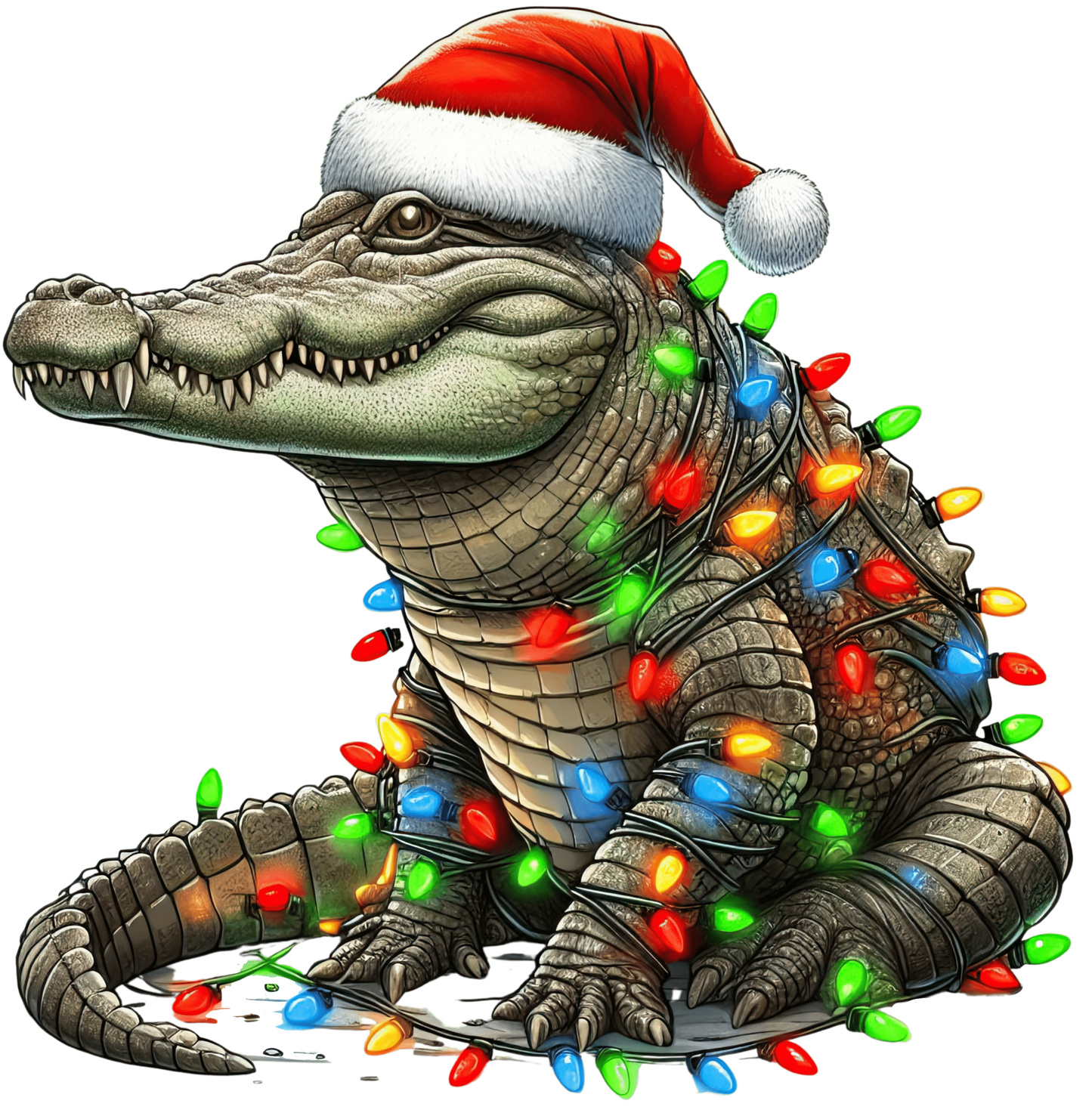 Christmas Crocodile Tree Design - DTF Ready To Press