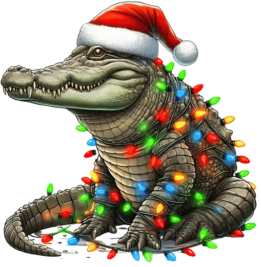 Christmas Crocodile Tree Design - DTF Ready To Press