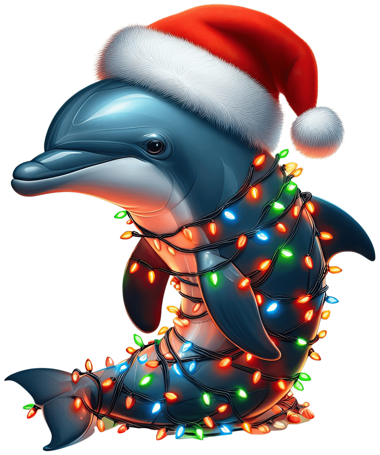 Christmas Dolphin Tree Design - DTF Ready To Press