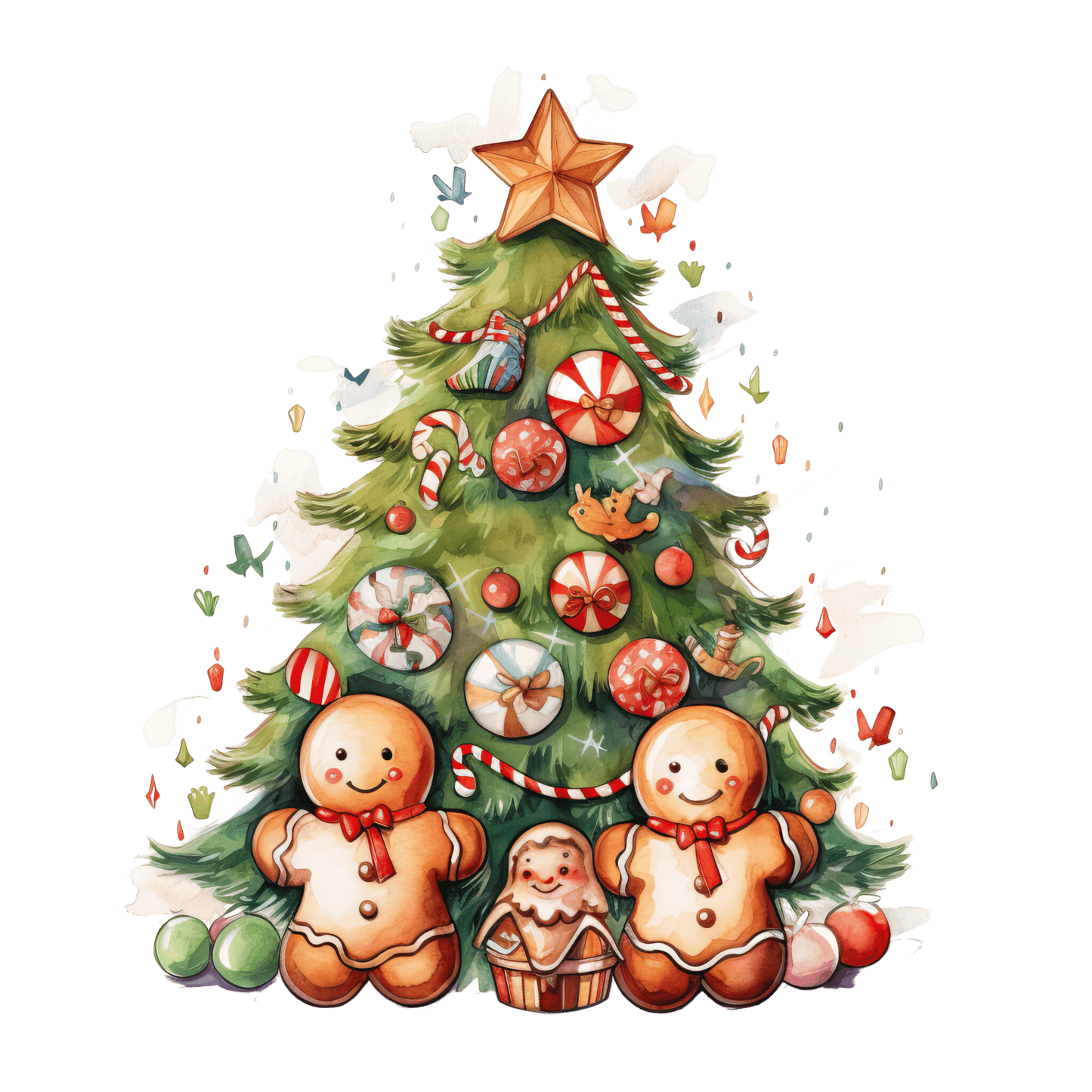 Christmas Gingerbread Tree Design - DTF Ready To Press