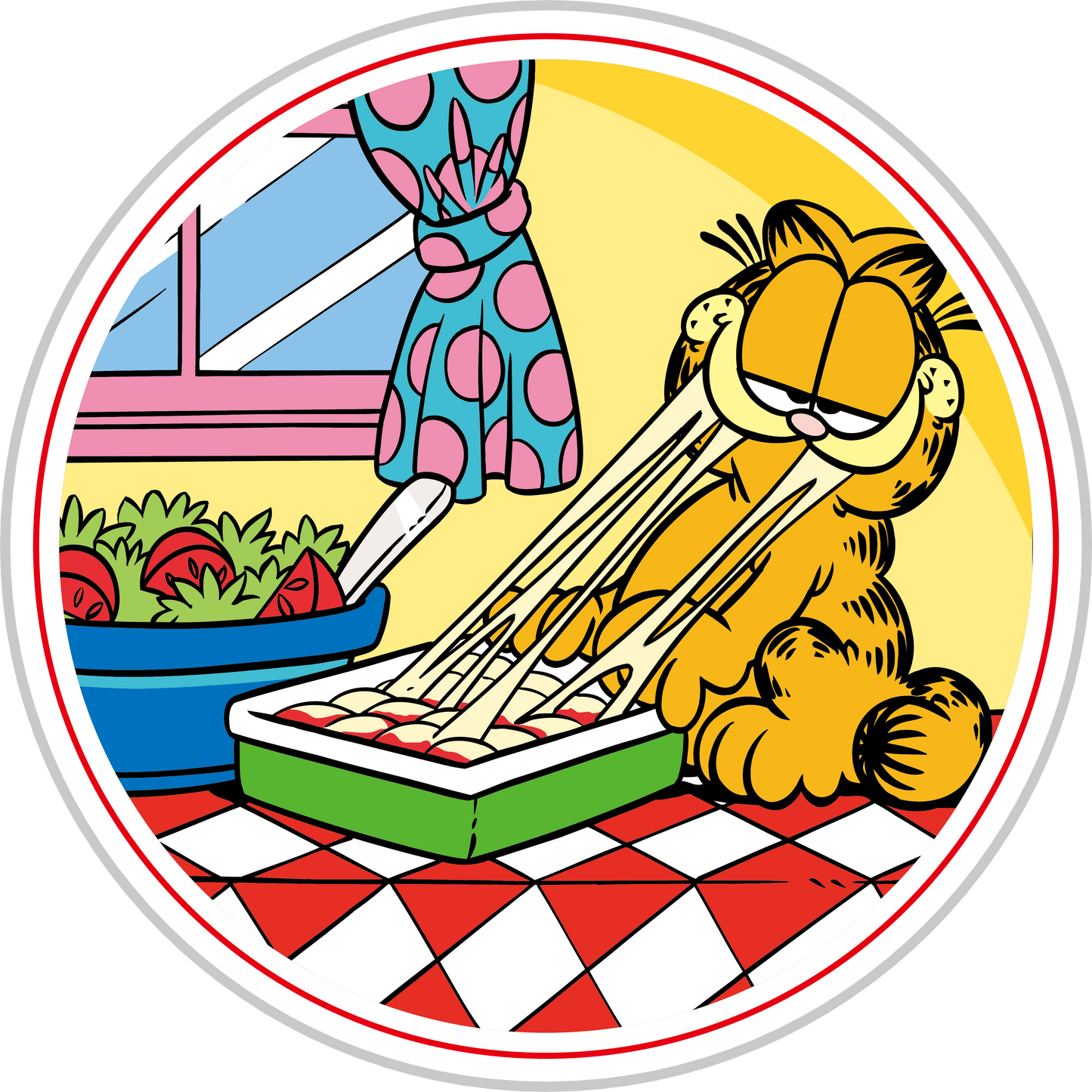 Eating Lasagna Garfield Cartoon Design - DTF Ready To Press