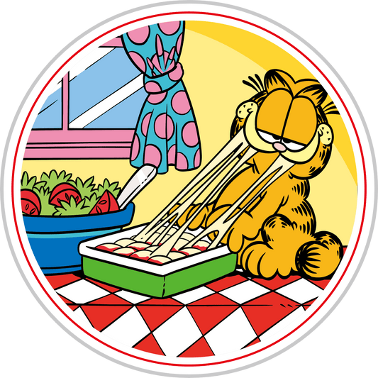 Eating Lasagna Garfield Cartoon Design - DTF Ready To Press