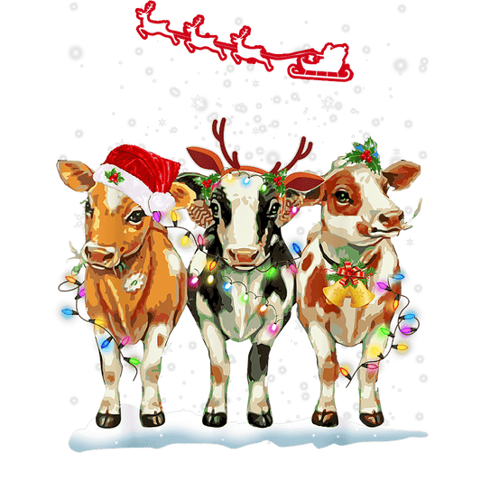 Christmas Cow Design - DTF Ready To Press