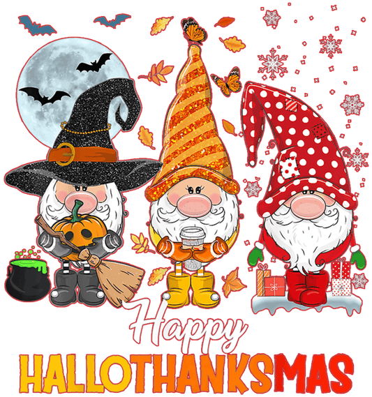 Happy Hallothanksmas Design - DTF Ready To Press